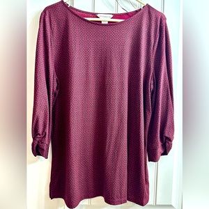 Liz Claiborne Maroon and Black Long Sleeve Top - Large
